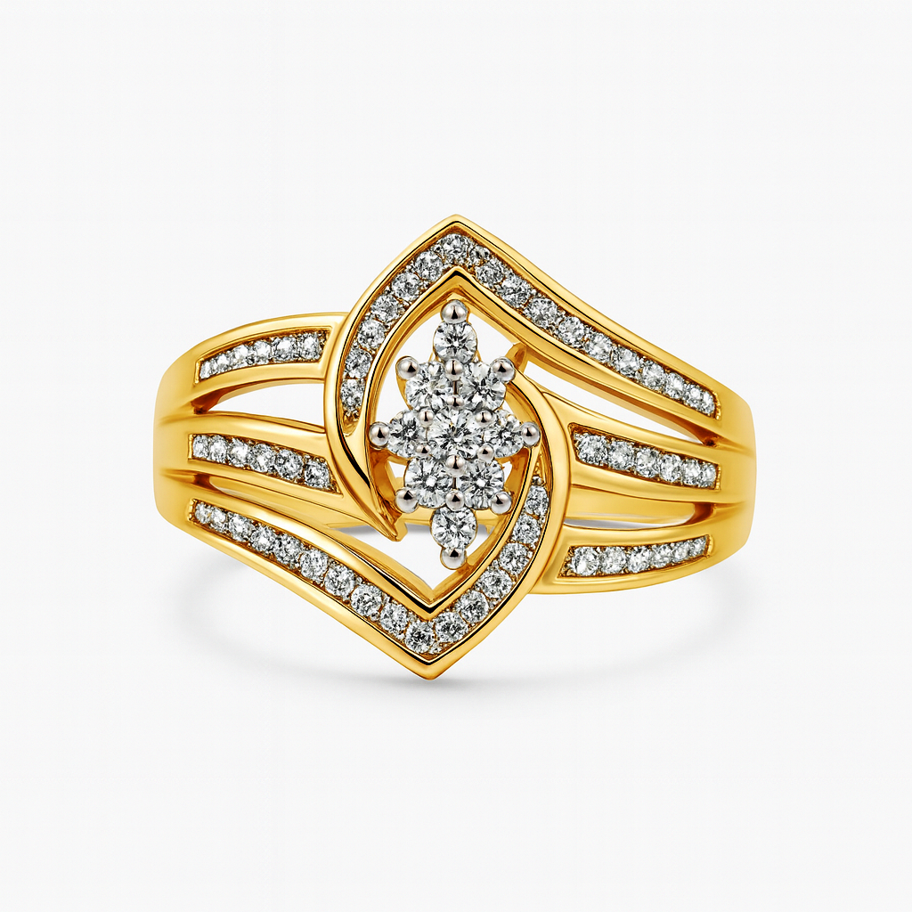 Beautiful 18 Kt Gold  Natural Diamond Ring